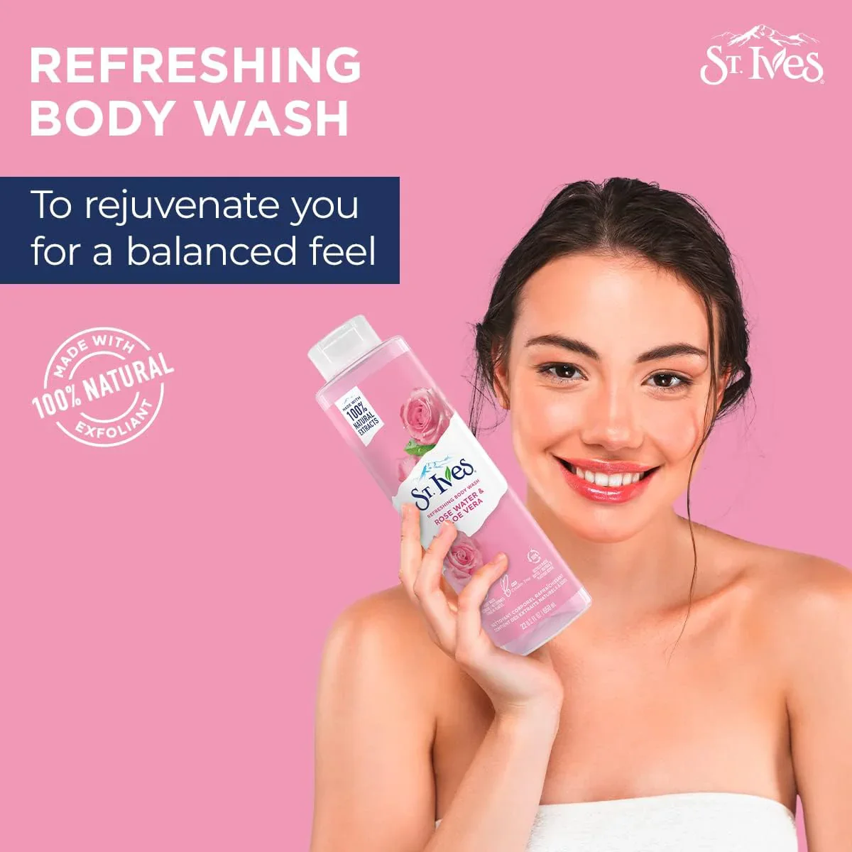 St. Ives Exfoliating Body Wash Rose Water & Aloe Vera 650ml - Image 3