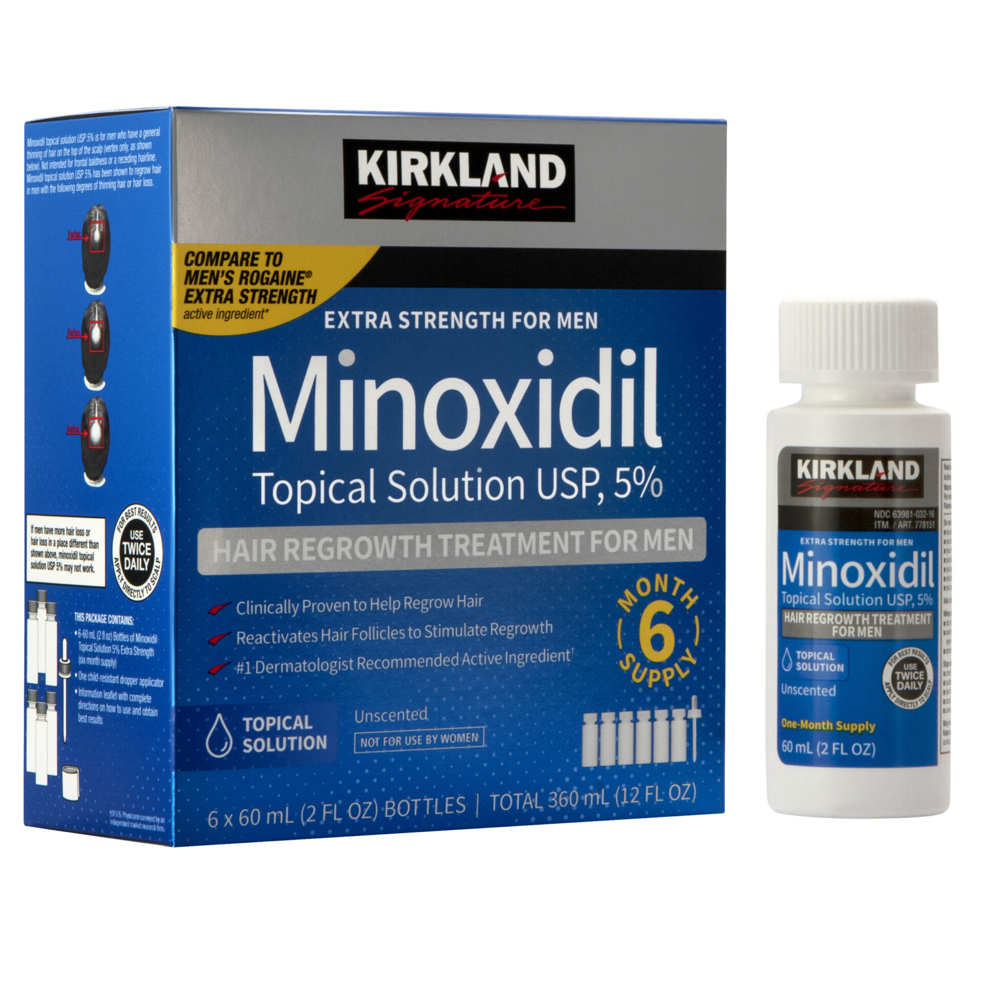 Kirkland Signature Minoxidil Hair Regrowth Treatment (Extra Strength for Men) Single 60ml - Image 6