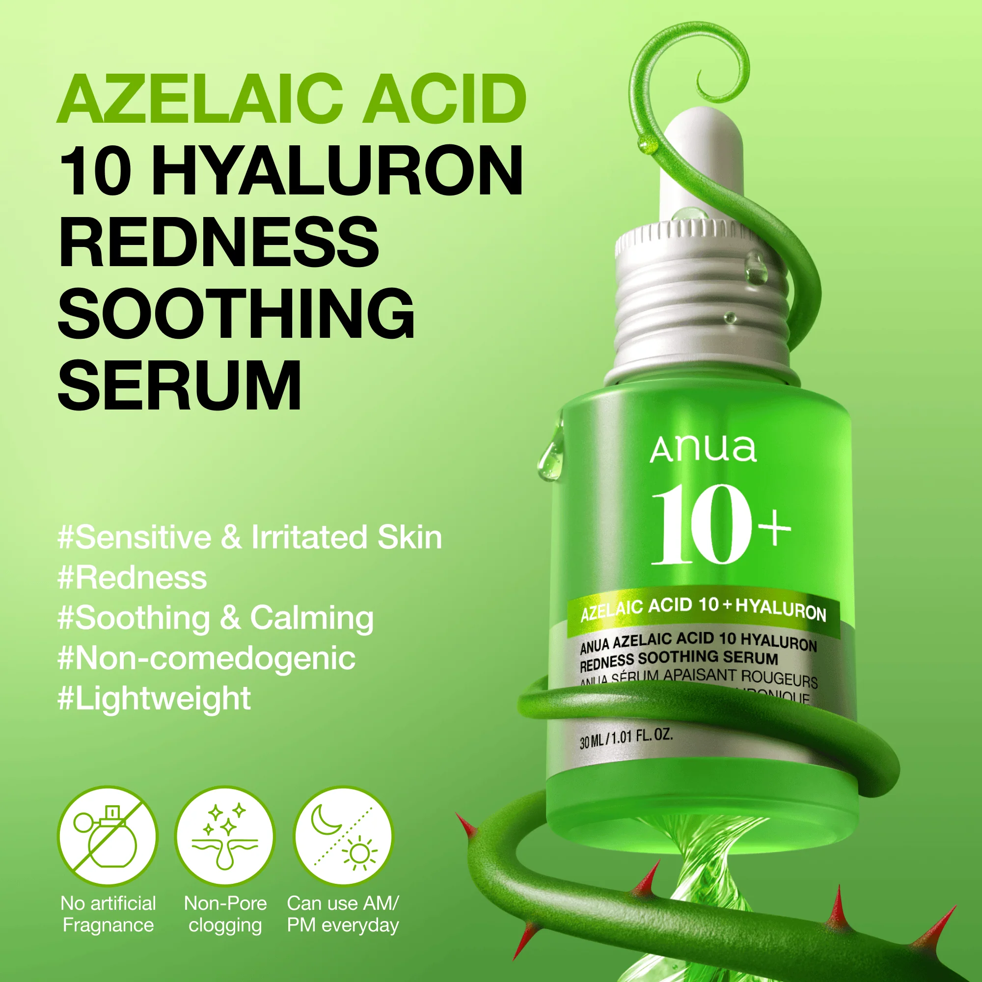 ANUA Azelaic Acid 10 Hyaluron Redness Serum 30ML - Image 4